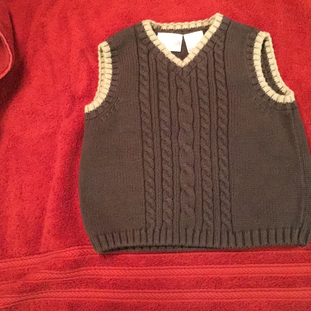 Mini wear brown and tan knit vest 3 to 6 months